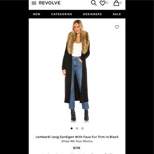 LOMBARDI LONG CARDIGAN WITH FAUX FUR TRIM IN BLACK from REVOLVE